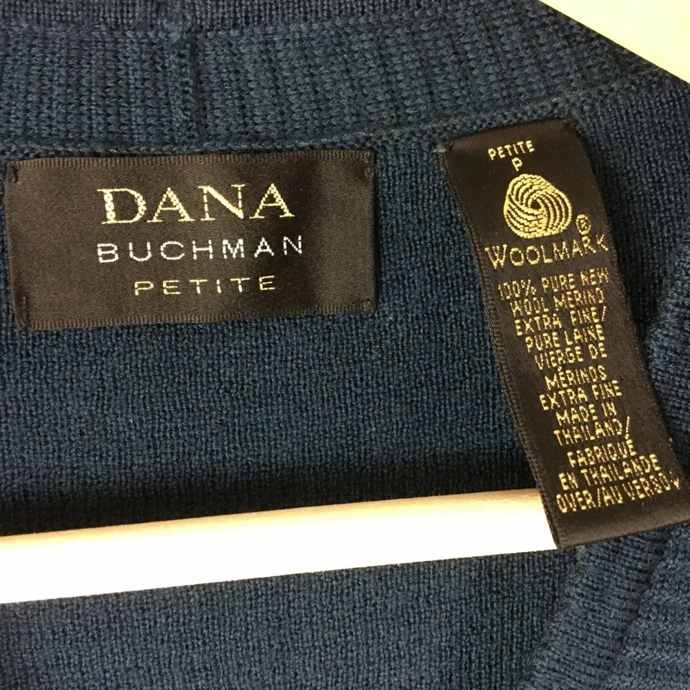 Dana Buchman Cardigan SP Sweater 100 Pure New Wool Merino Extra Fine Jewel Blue